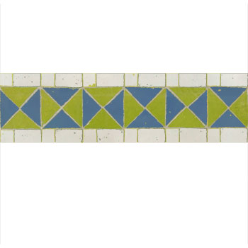 Mosaic House Moroccan tile Papillon 5-2-1 Lime Green Light Blue White  zellige, mosaic, zellij, border, glaze 